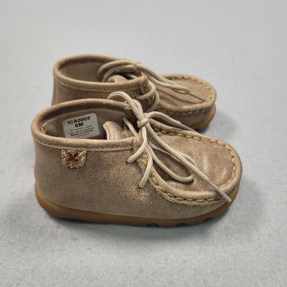 Twisted X Infant Boys Driving Moc Tan Leather Lace Up Shoes ICA0005 Size 6M